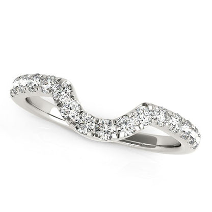 14k White Gold Curved Diamond Wedding Band (1/)