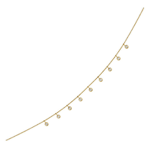 14k Yellow Gold Necklace with Round Diamond Charms — CELESTIA LUXE JEWELLERS