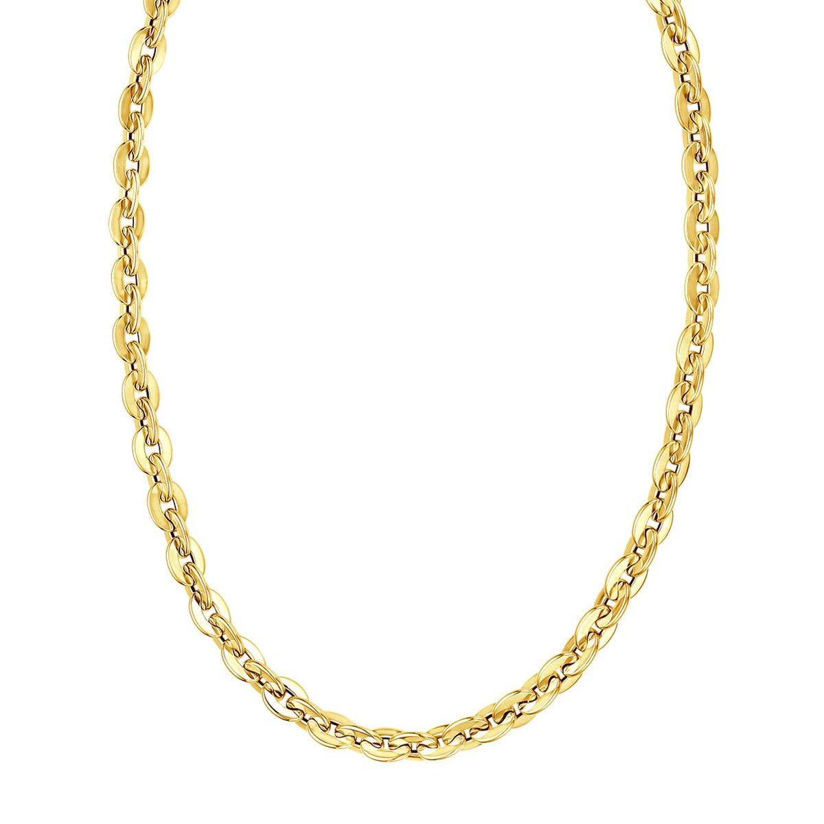 14K Yellow Gold Mirror Rolo Link Chain Necklace (7.30 mm)