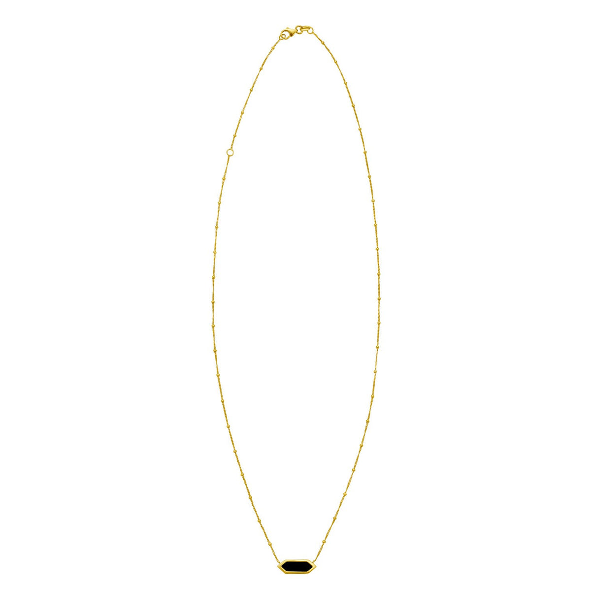 14K Yellow Gold Hexagon Onyx Pendant Necklace