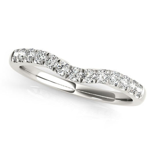 14k White Gold Diamond Curved Design Wedding Band (1/4 cttw) RCJ Rings  CELESTIA LUXE JEWELLERS
