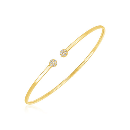 14k Yellow Gold High Polish Diamond Cluster Bangle (2.00 mm)