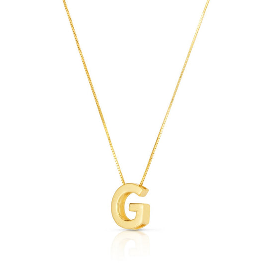 14K Yellow Gold Yours Truly Block Letter Initial G Necklace