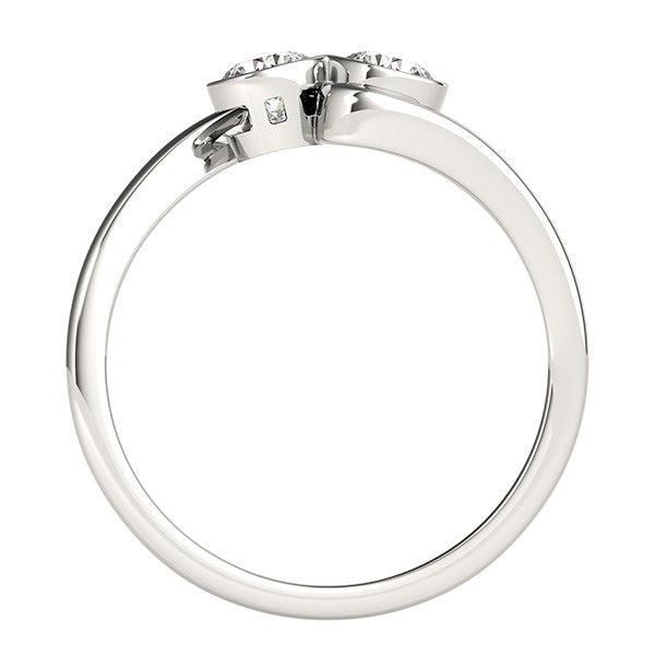 14k White Gold Bezel Set Curved Band Two Stone Diamond Ring (1/2 cttw) RCJ Rings  CELESTIA LUXE JEWELLERS