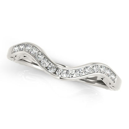 14k White Gold Curved Diamond Wedding Ring (1/)