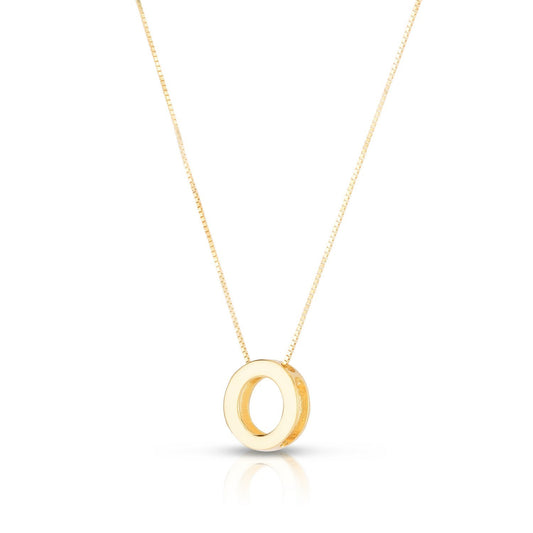 CELESTIALUXEJEWELLERS™ — 14K Yellow Gold Yours Truly Block Letter Initial O Necklace — detail 1