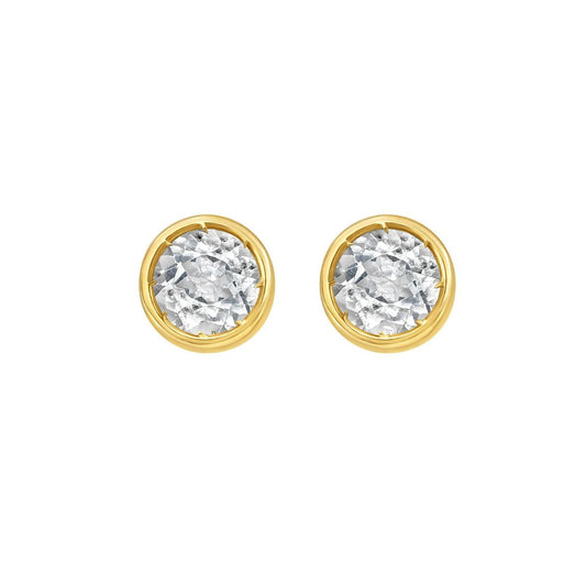 Topaze Blanc Birthstone Studs — 14K Yellow Gold — CELESTIALUXEJEWELLERS
