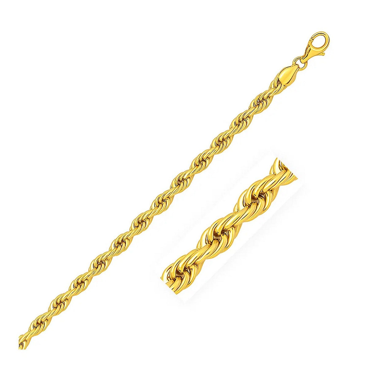 10k Yellow Gold Solid Diamond Cut Rope Bracelet