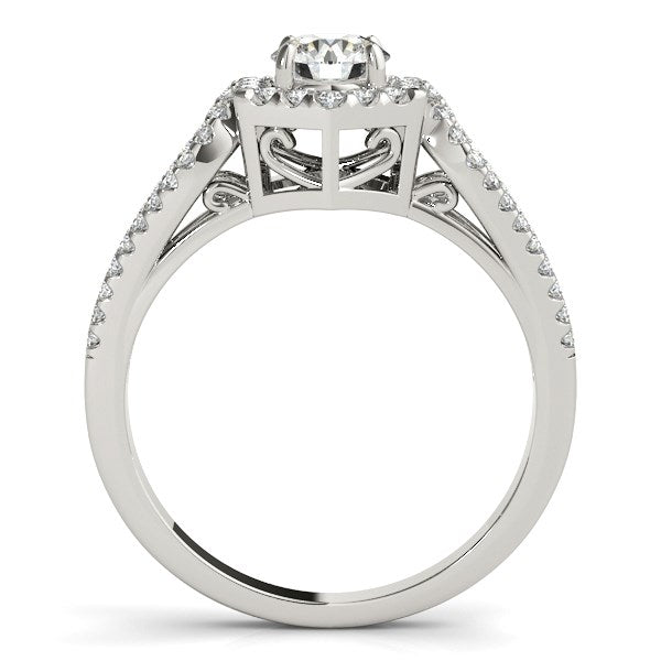 14k White Gold Diamond Engagement Ring with Hexagon Halo Border (7/8 cttw) RCJ Rings  CELESTIA LUXE JEWELLERS
