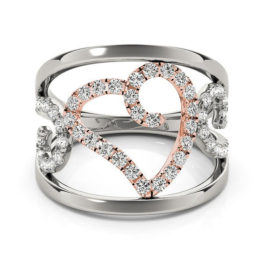 Heart Motif Filigree Style Diamond Ring in 14k White And Rose Gold (1/4 cttw) RCJ Rings  CELESTIA LUXE JEWELLERS