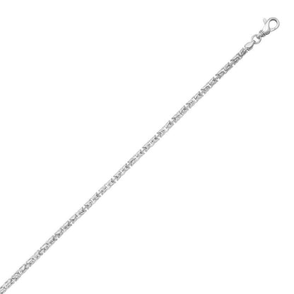 Sterling Silver Rhodium Plated Solid Round Byzantine Chain