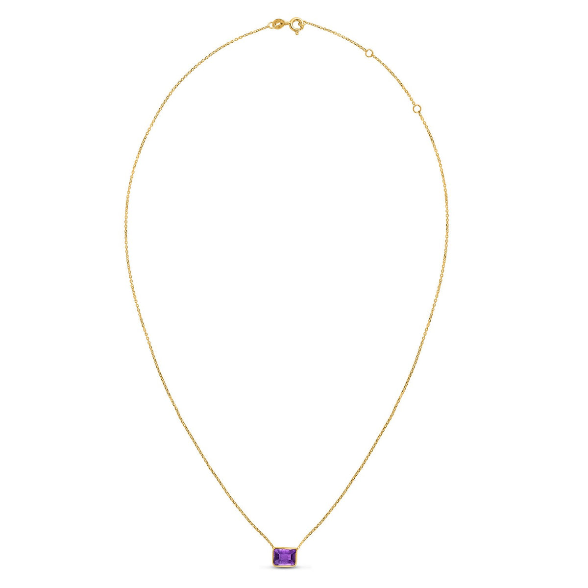 14K Yellow Gold Emerald Cut Amethyst Necklace