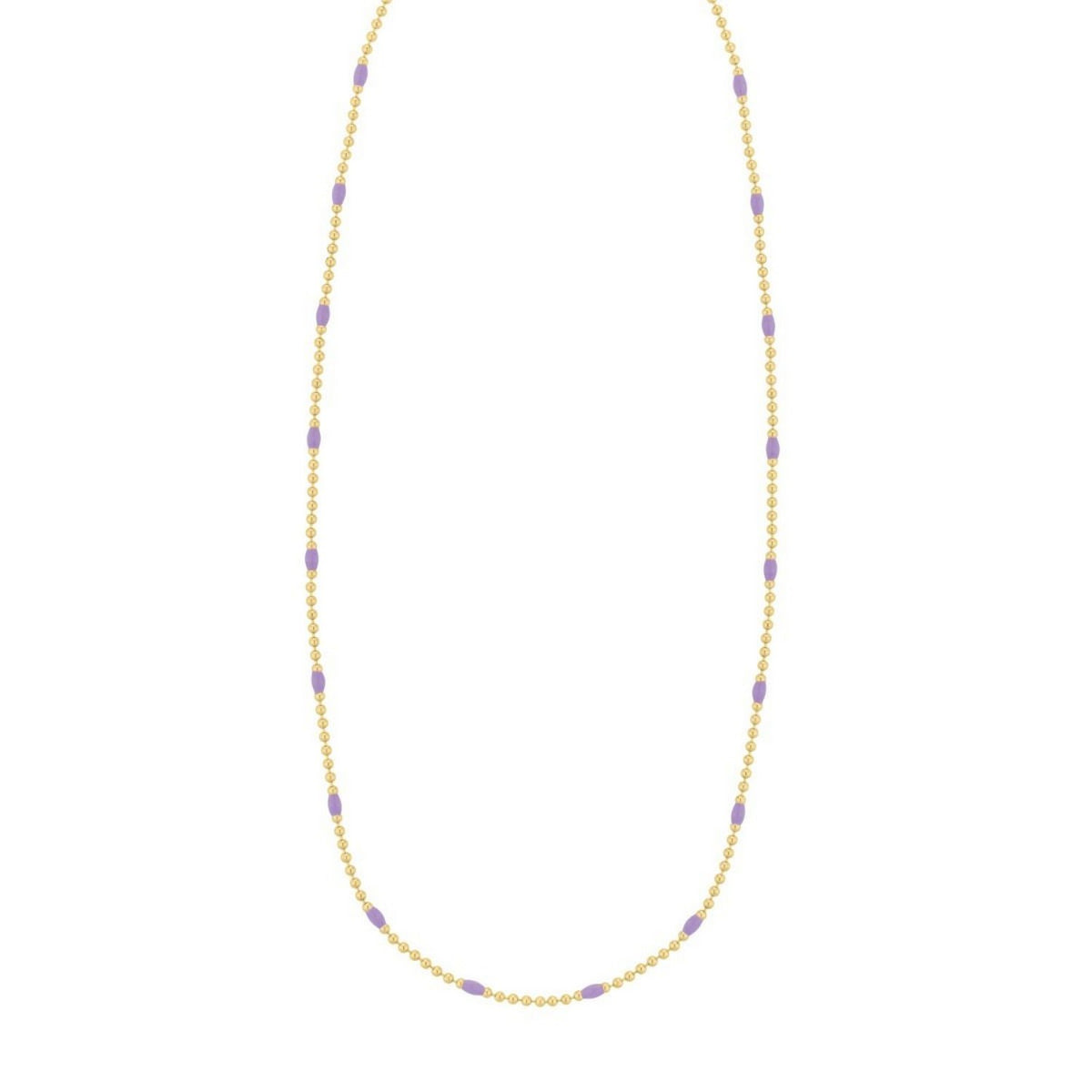 Sterling Silver Gold Plated Purple Enamel Beaded Necklace