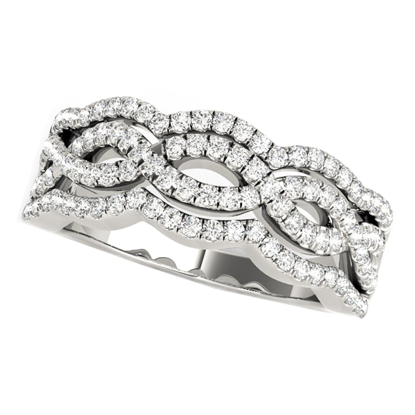Diamond Studded Ring with Four Curves in 14k White Gold (5/8 cttw) RCJ Rings  CELESTIA LUXE JEWELLERS