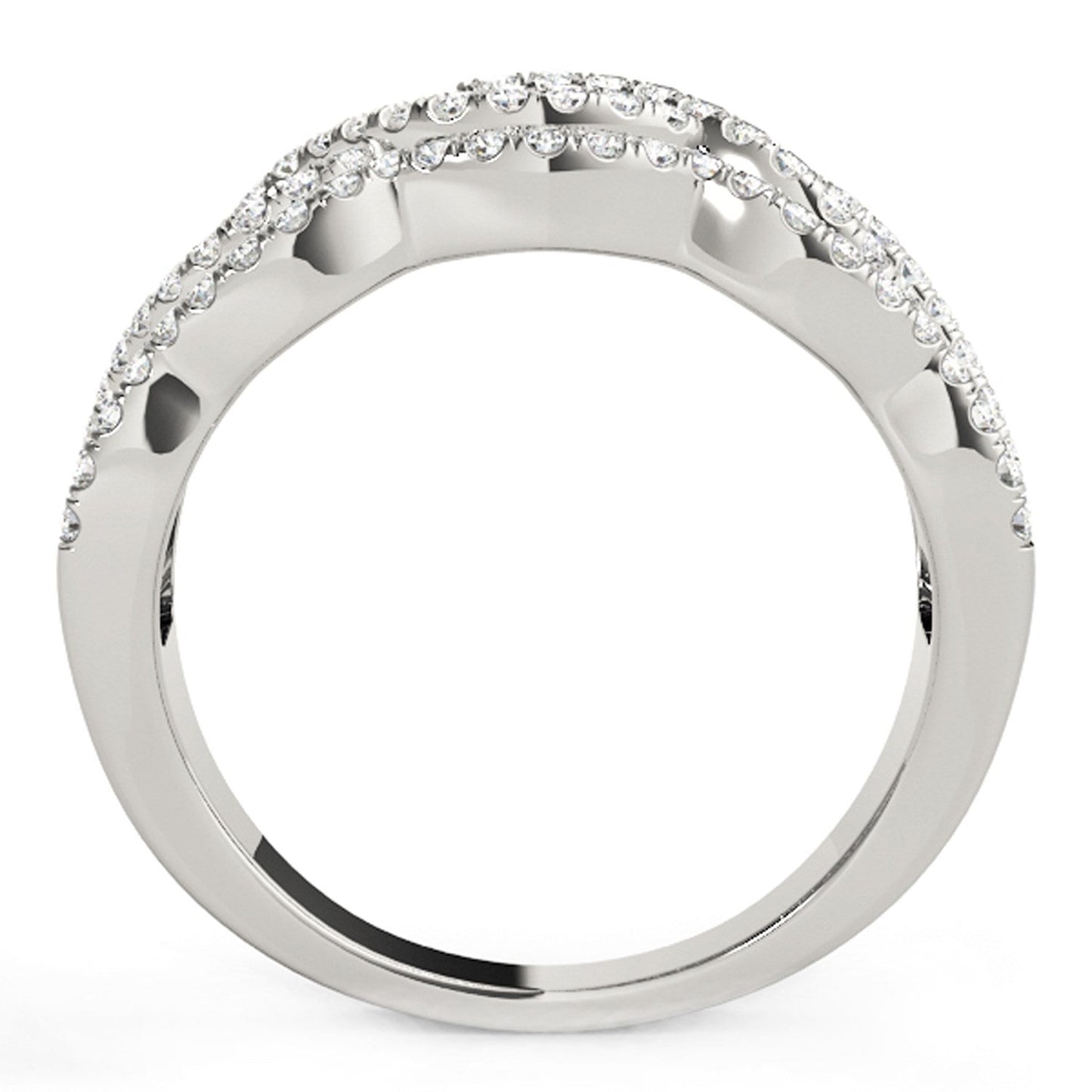 Diamond Studded Ring with Four Curves in 14k White Gold (5/8 cttw) RCJ Rings  CELESTIA LUXE JEWELLERS