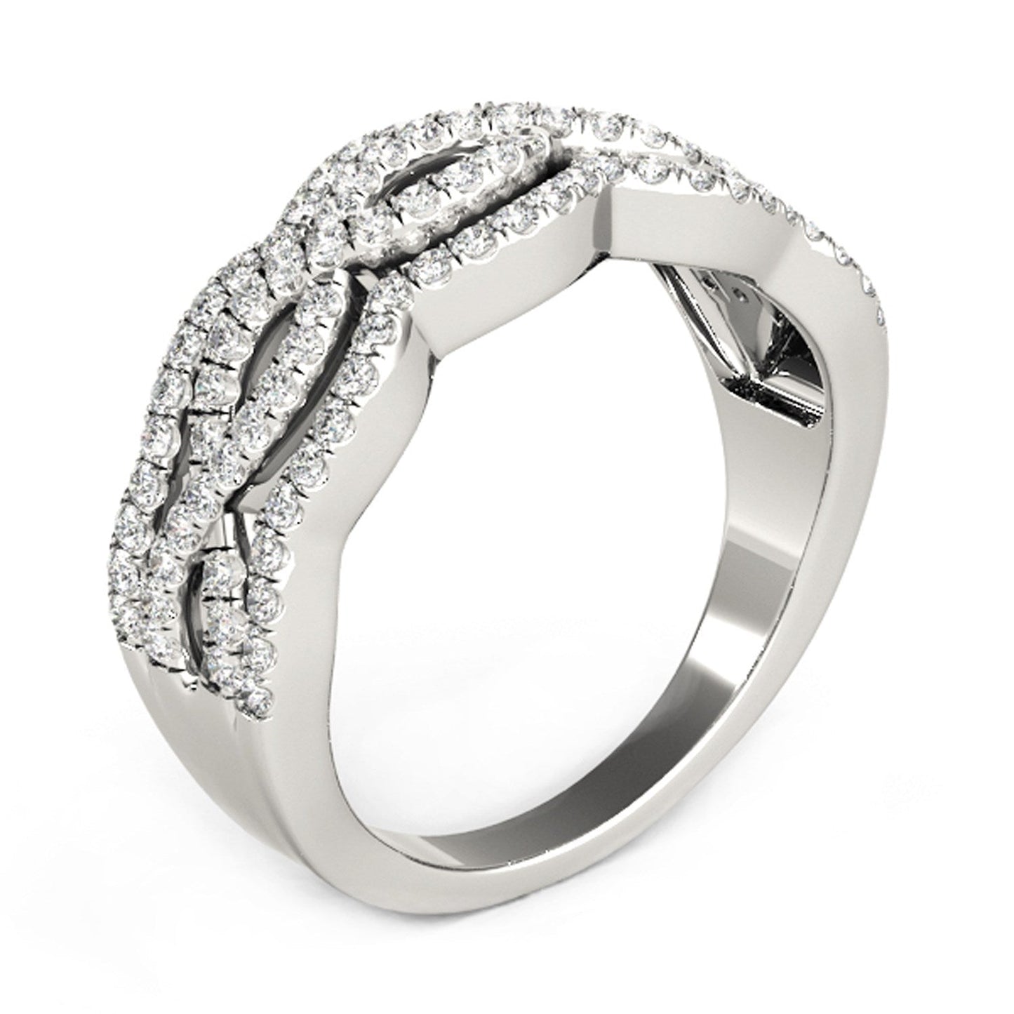 Diamond Studded Ring with Four Curves in 14k White Gold (5/8 cttw) RCJ Rings  CELESTIA LUXE JEWELLERS