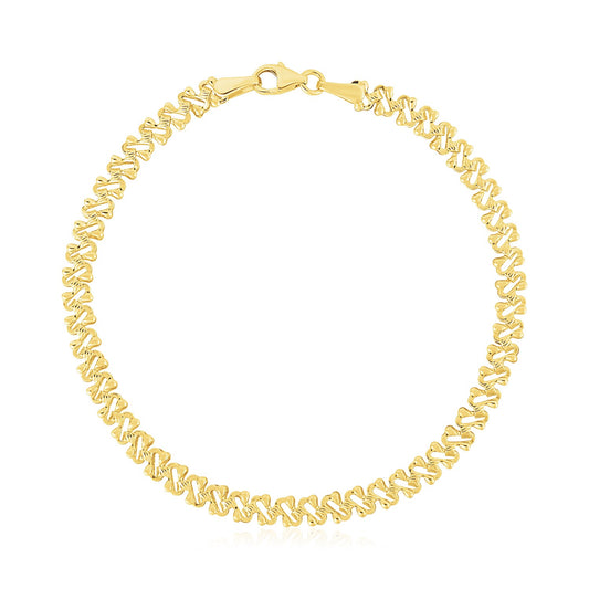 14k Yellow Gold High Polish Textured Fancy Chain Bracelet