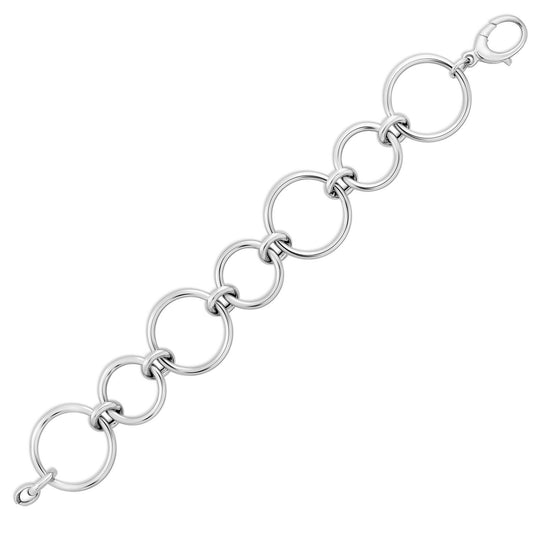 Sterling Silver Rhodium Plated Round Link Necklace — CELESTIA LUXE JEWELLERS