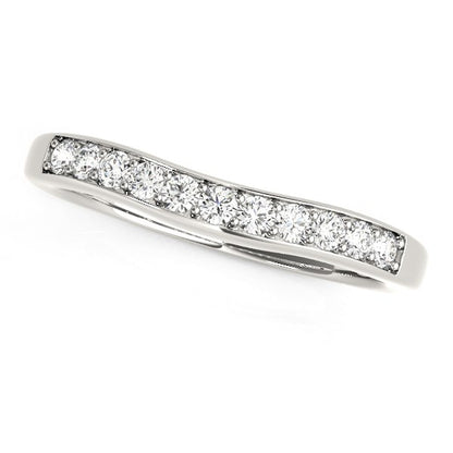 14k White Gold Curved Diamond Wedding Band (1/)