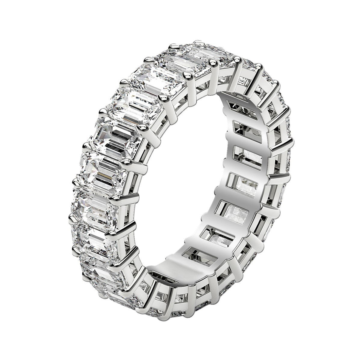 Emerald Cut Lab Grown Diamond Eternity Ring in 14k White Gold (2 cttw FG/VS2) RCJ Rings  CELESTIA LUXE JEWELLERS