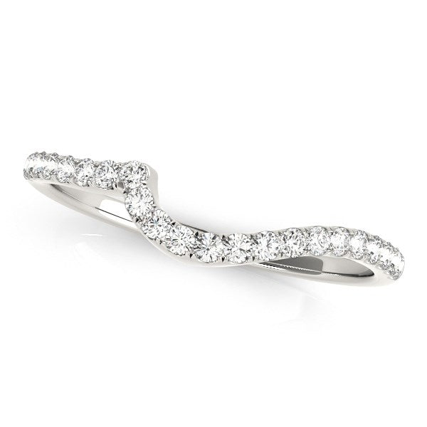 14k White Gold Round Pave Setting Curved Diamond Wedding Ring (1/5 cttw) RCJ Rings  CELESTIA LUXE JEWELLERS