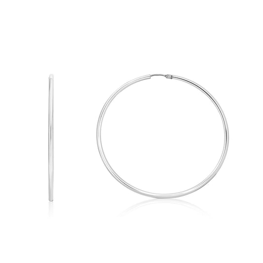 Rhodium Plated Endless Hoop Earrings in Sterling Silver — CELESTIA LUXE JEWELLERS