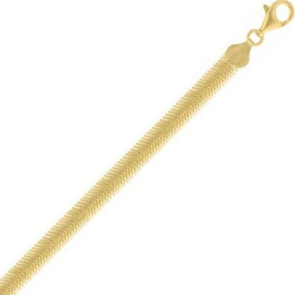 Sterling Silver Yellow Gold Plated Oval Snake Chain