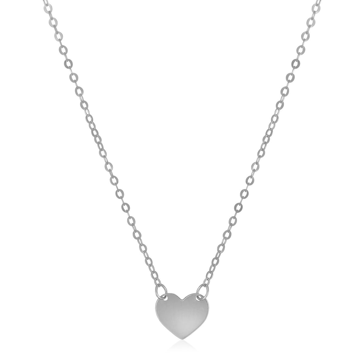 14k White Gold Polished Mini Heart Necklace