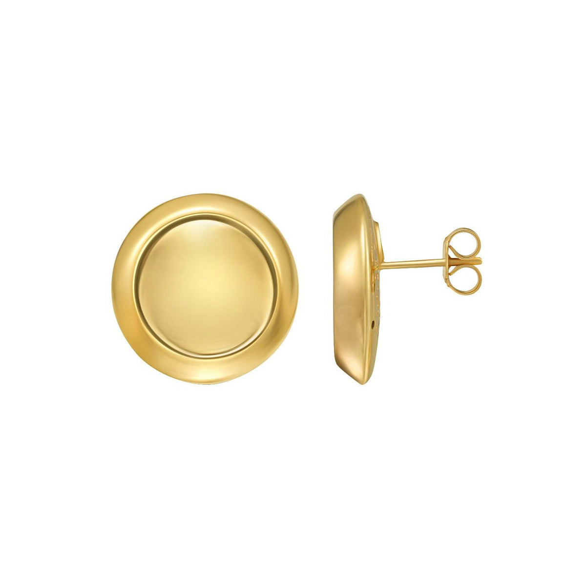 14K Yellow Gold Polished Button Stud Earrings