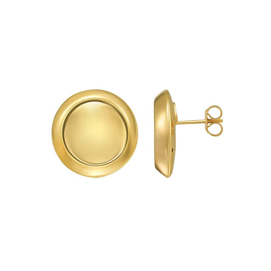 14K Yellow Gold Polished Button Stud Earrings