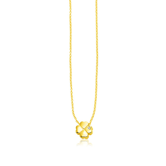 Trèfle Diamant Necklace — 14K Yellow Gold, 18 in