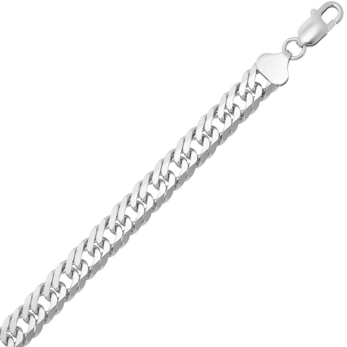 Sterling Silver Rhodium Plated Flat Miami Cuban Chain