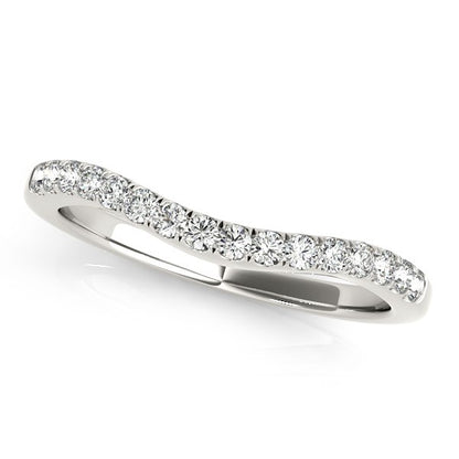 14k White Gold Curvy Style Pave Set Diamond Wedding Band (1/)