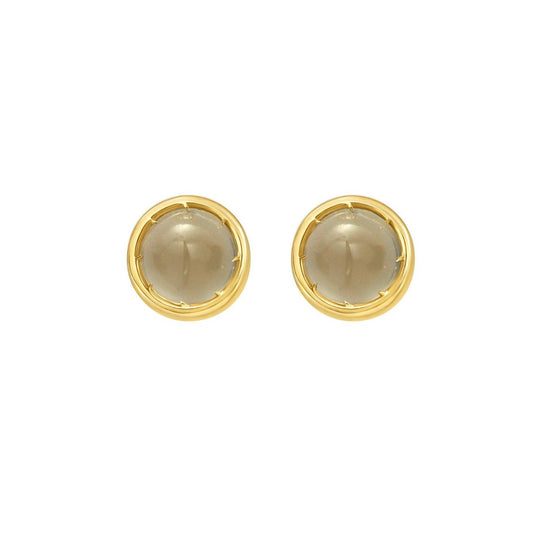 14K Yellow Gold Moonstone Birthstone Earrings