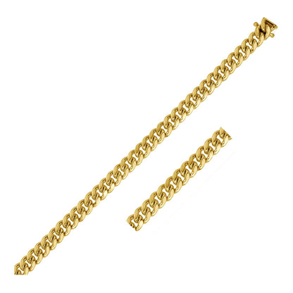 14k Yellow Gold Classic Miami Cuban Solid Chain