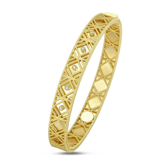 14K Yellow Gold Diamond Vannerie Bangle