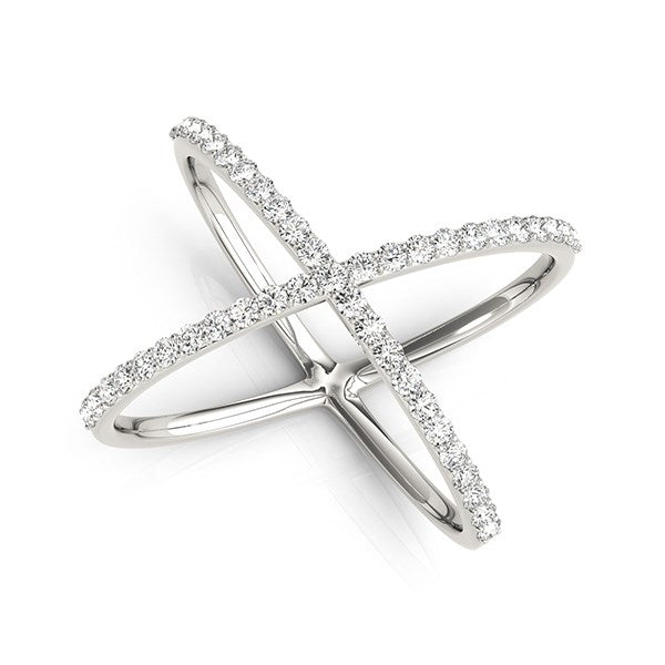 14k White Gold X Style Thin Ring with Diamonds (1/2 cttw) RCJ Rings  CELESTIA LUXE JEWELLERS