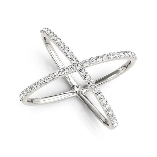 14k White Gold X Style Thin Ring with Diamonds (1/2 cttw) RCJ Rings  CELESTIA LUXE JEWELLERS