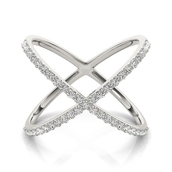 14k White Gold X Style Thin Ring with Diamonds (1/2 cttw) RCJ Rings  CELESTIA LUXE JEWELLERS
