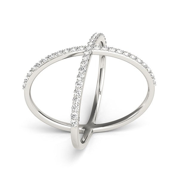 14k White Gold X Style Thin Ring with Diamonds (1/2 cttw) RCJ Rings  CELESTIA LUXE JEWELLERS