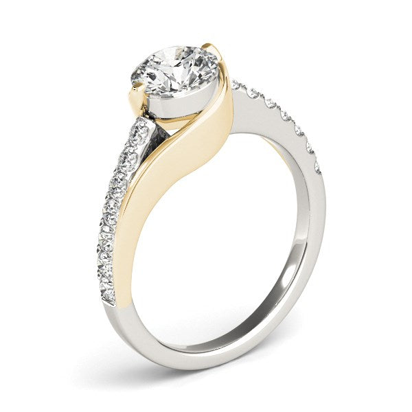 14k Two Tone Gold Split Shank Style Diamond Engagement Ring (1 1/4 cttw) RCJ Rings  CELESTIA LUXE JEWELLERS