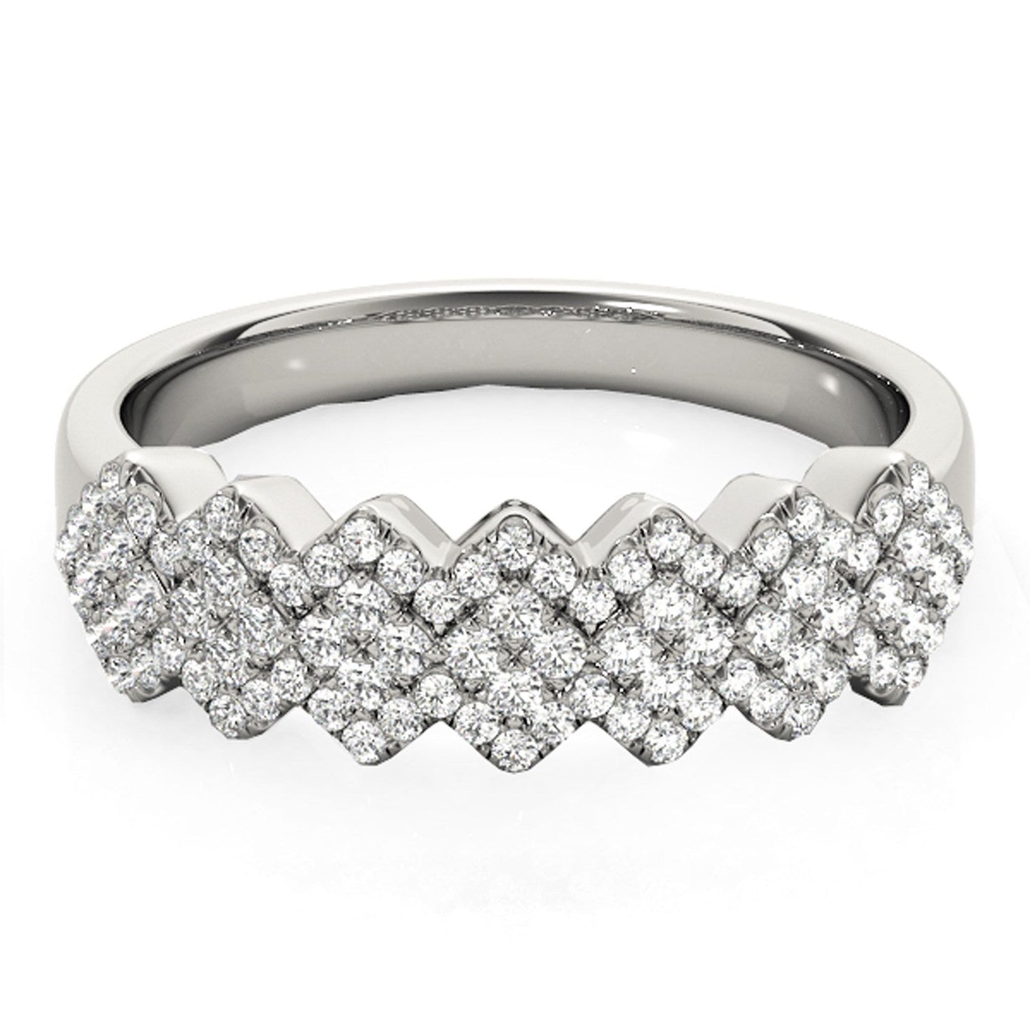 Diamond Studded Wide Multi-Diagonal Pattern Ring in 14k White Gold (5/8 cttw) RCJ Rings  CELESTIA LUXE JEWELLERS