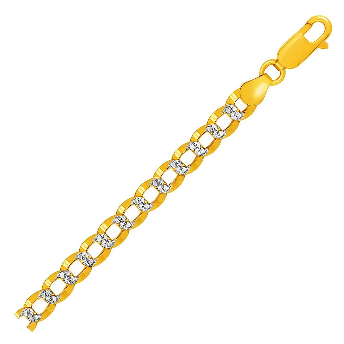 14k Two Tone Gold Pave Curb Bracelet
