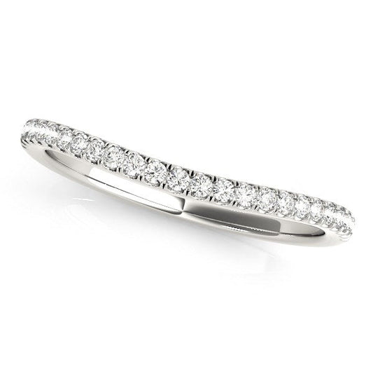 14k White Gold Pave Setting Style Curved Wedding Band (1/10 cttw) RCJ Rings  CELESTIA LUXE JEWELLERS