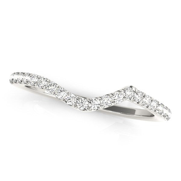 14k White Gold Modern Curved Diamond Wedding Band (1/)