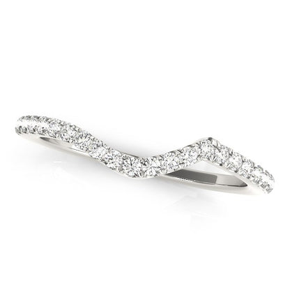 14k White Gold Modern Curved Diamond Wedding Band (1/)