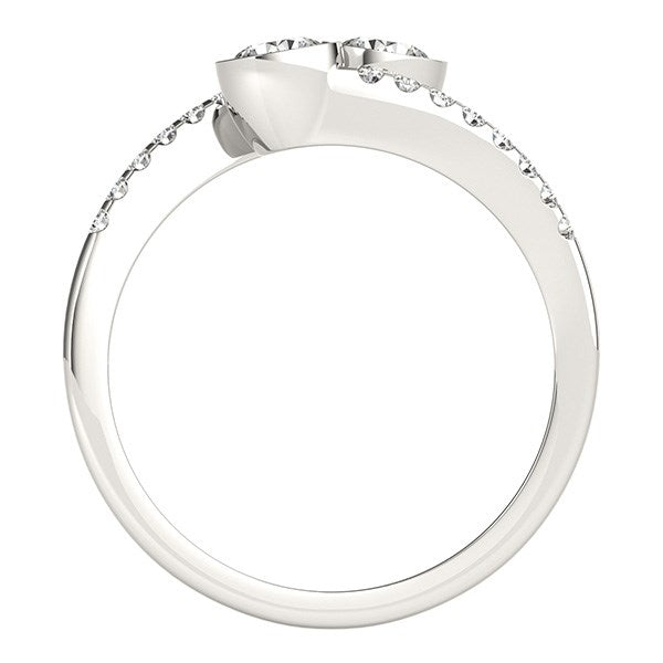 14k White Gold Round Bezel Setting Two Stone Diamond Ring (5/8 cttw) RCJ Rings  CELESTIA LUXE JEWELLERS