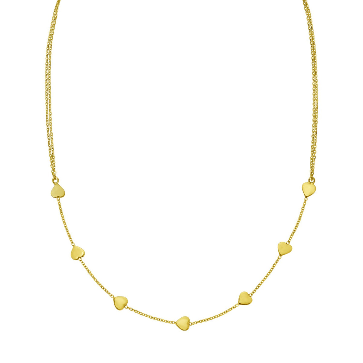 14K Yellow Gold Adjustable Heart Link Necklace