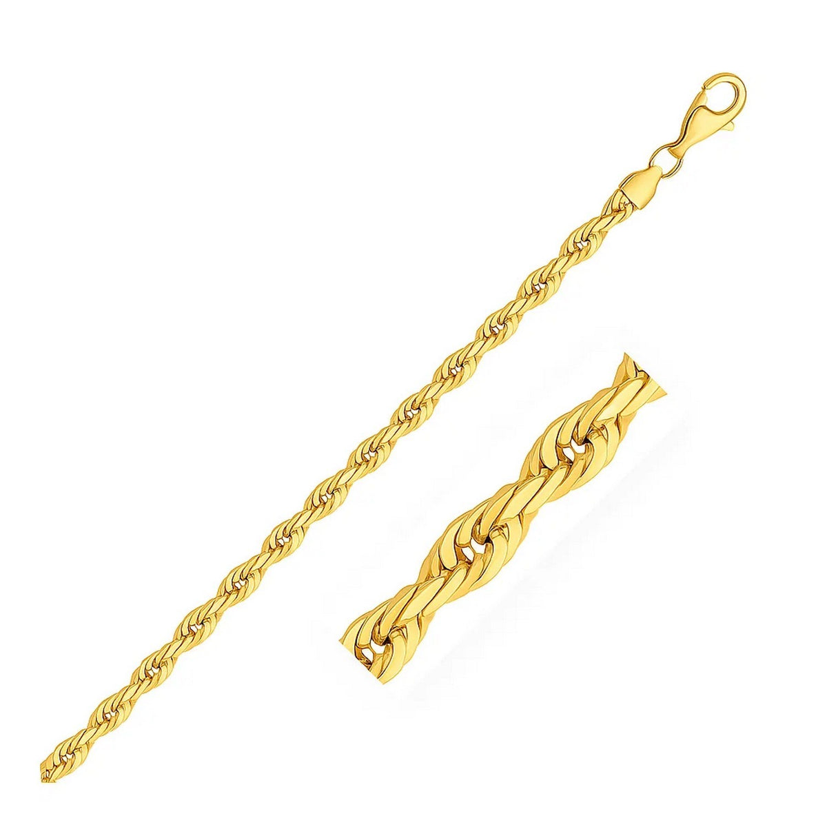 10k Yellow Gold Solid Diamond Cut Rope Bracelet