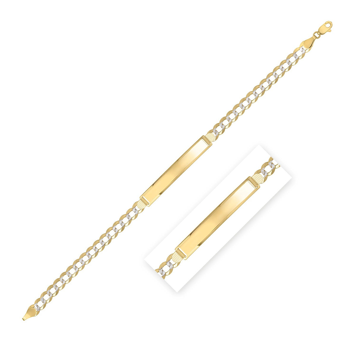 14k Yellow Gold Pave Curb ID Bracelet